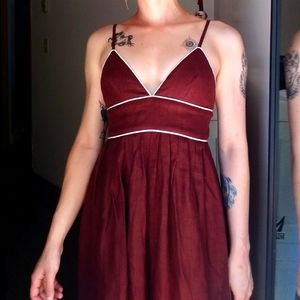 Staud figue linen jumpsuit size 2, color is a deep mahogany.